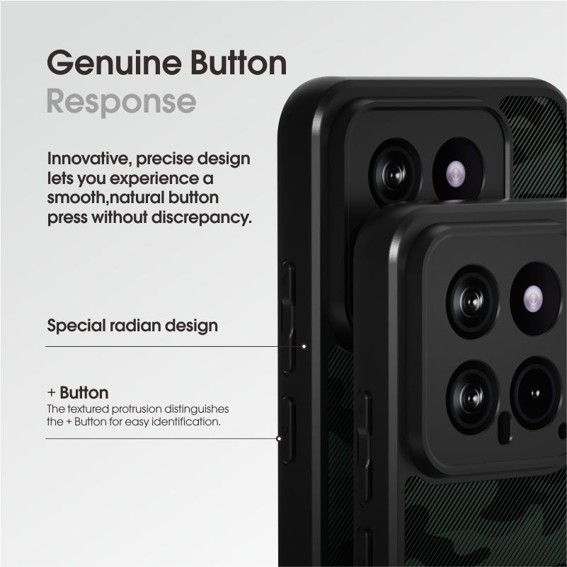 (Comes with wrist strap)IBMRS [Precise Cutouts for Camera Lenses]  for Xiaomi 14 Transparent Case, Camo Shockproof matte Phone Case