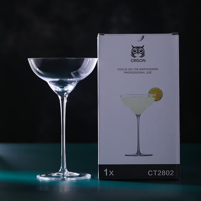 Set of 2 Margarita and Cocktail Glasses, 130ml, Crystal Glass, Thin, for Home or Commercial Use