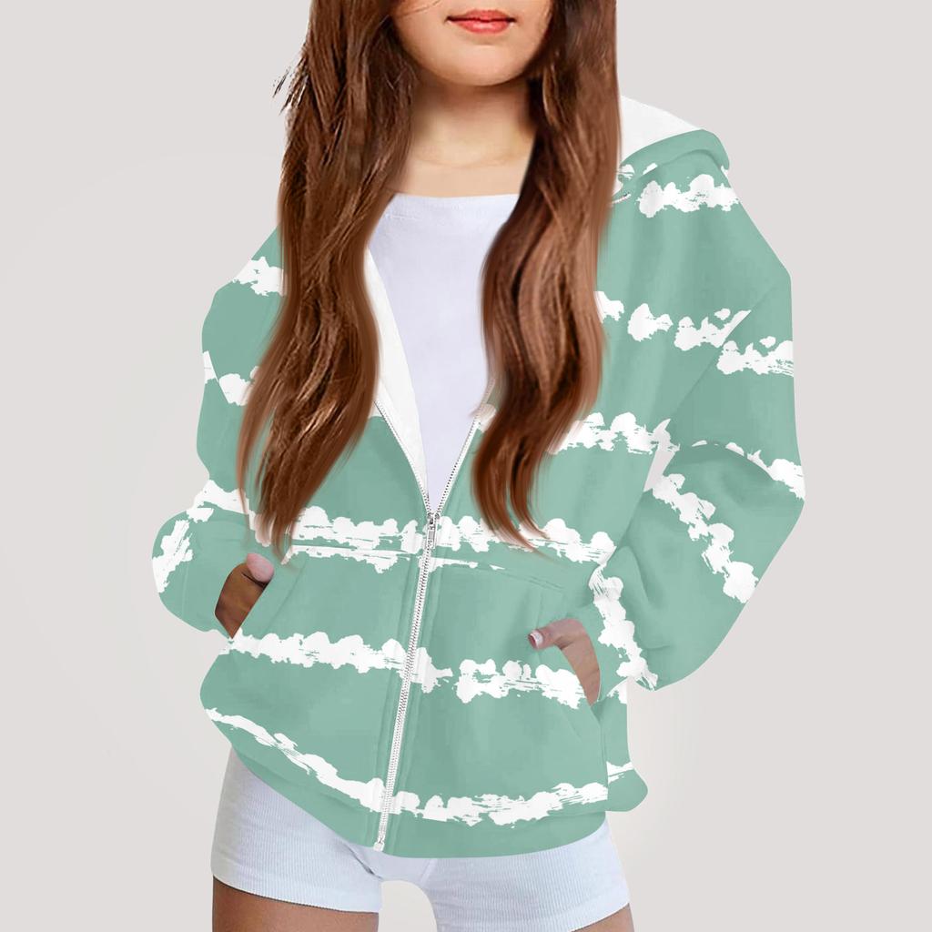 Children's Fashion Printed Long Sleeved Hooded Sweatshirt Girls' Hoodie Jacket