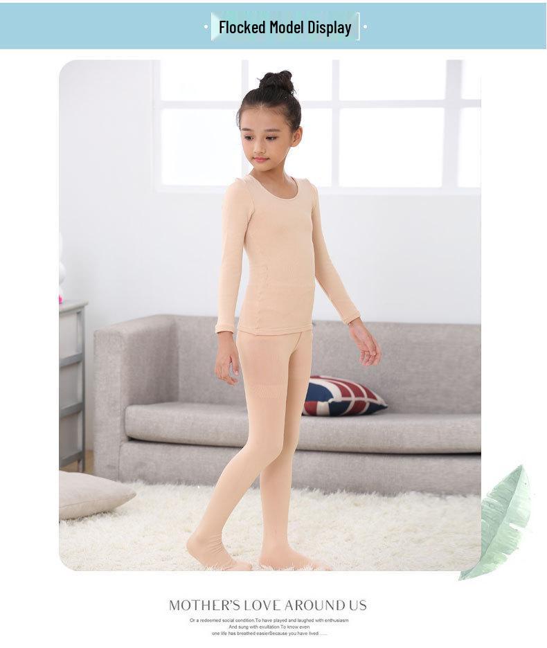 Autumn Winter Fleece-Lined Kids' Dancewear Invisible Girls High-Stretch Performance Outfits