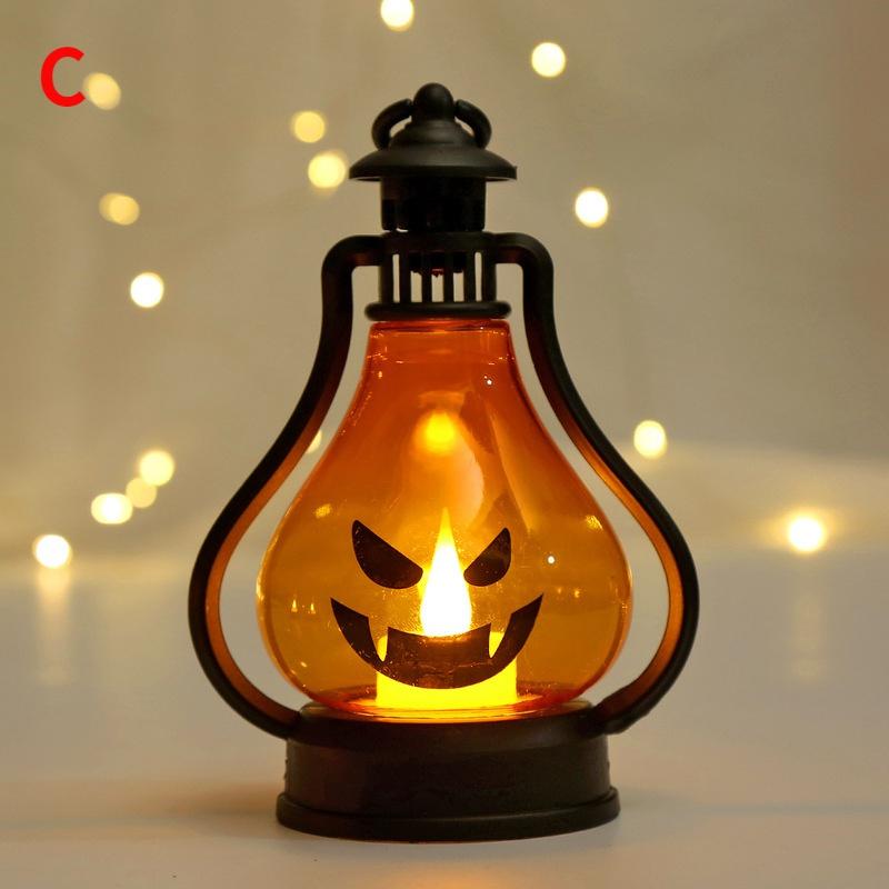 Horror Halloween LED Wind Light Portable Pumpkin Ghost Lantern Bar Desktop Ornament Halloween Decoration Props Party Supplies