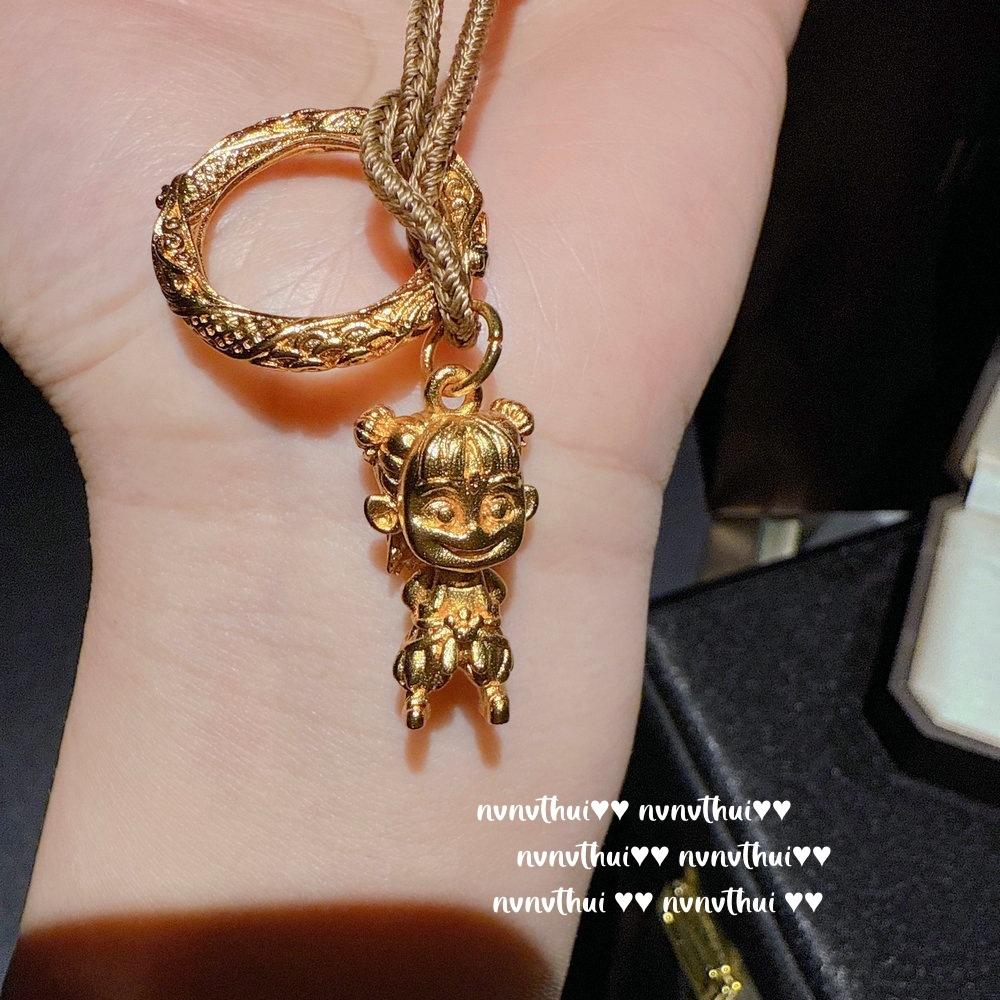 Ancient Gold Filigree Chiseled Qiankun Ring Bracelet, New Chinese Style, Hammer And Lion Enamel Necklace, Set.