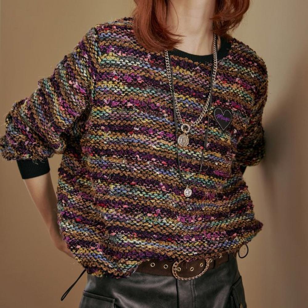 Maxza Hairy Color Mix Tweed Blouse Zd11qt602na Blue/FREE