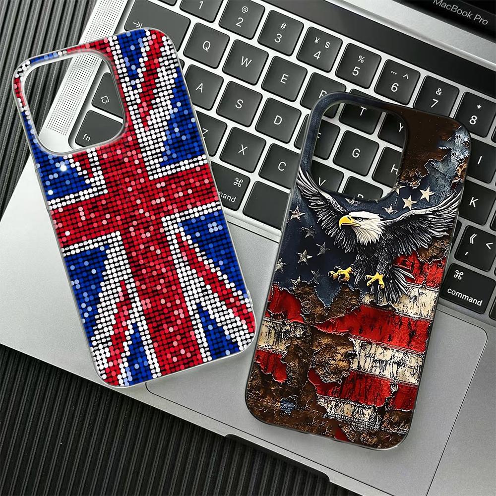 UK & USA Flag Phone Case for iPhone 17 16 15 14 Plus 13 12 11 Pro Max National Flag TPU Fashion Shockproof TPU Cover