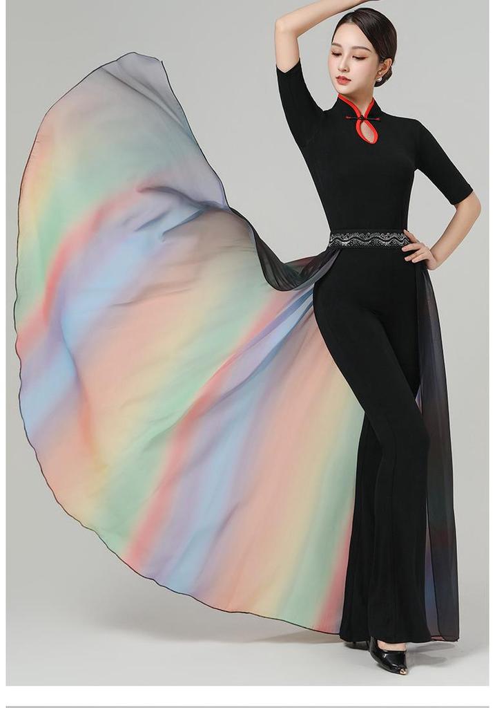 Women's Elegant Bell Sleeve Dancewear Set for Classical Dance, Etiquette, and Fashion Shows