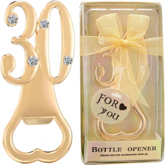 30th Birthday Bottle Opener for 30th Birthday Party Favors 30th Wedding Anniversaries Souvenirs Favors Gifts Bottle Opener (24 Pack, Golden-30th)