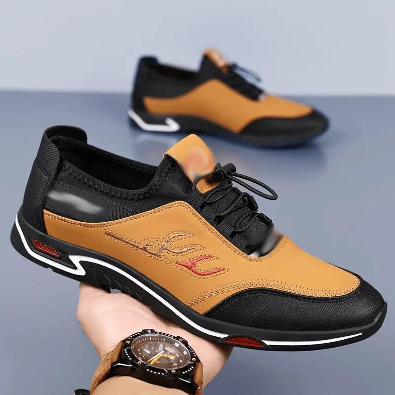 Men's Business Casual Breathable Anti-odor Leather Shoes Fashionable Soft Sole Work Driving Shoes Men's Lightweight Cloth Shoes