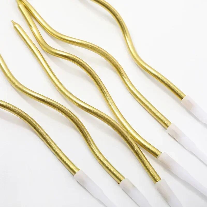 New 6pcs Birthday Candles Spiral Cake Candles Long Thin Cake Candles for Wedding Party and Cake Decoration Party Decorative