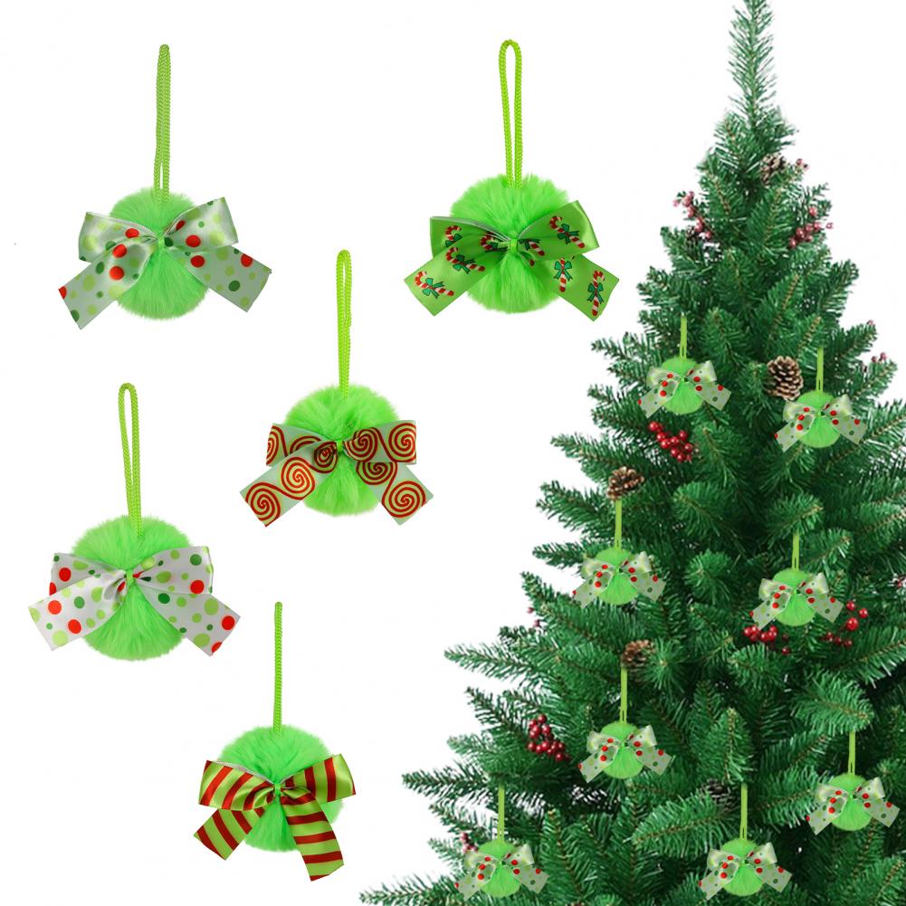Easy Installation Christmas Decor Novice-friendly Christmas Tree Decor Festive Green Furry Christmas Ball Ornaments for Holiday