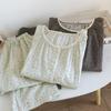 Women's Forest Floral Cotton Pajama Set - Long-Sleeve Gauze Cardigan, Sweet & Loose Nightgown for Spring & Autumn.