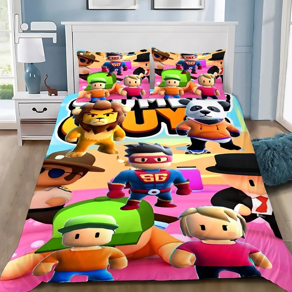 3D Print cartoon Exquisite S-Stumbles Guys Wallpaper Game Bedding Set Duvet Cover Comforter Bed Youth Girls Boys Gift