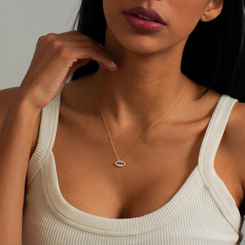 Lucky Turkish Evil Eyes Pendant Necklace For Womens Jewelry Gold Color Clavicle Chains Necklaces Blue Eyes Collares Gift