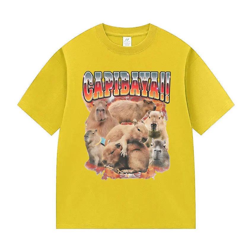 Capybara Meme Graphic Tee 100 Premium Cotton Vintage Washed Oversized Unisex Street Fashion Women And Men Tshirts
