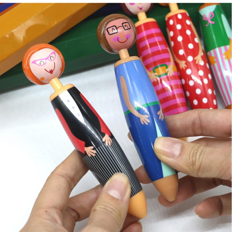 Cartoon Doll Ballpoint Pen Creative Student Ballpoint Pen Stationery Clickable Doll Blue Ballpoint Pen