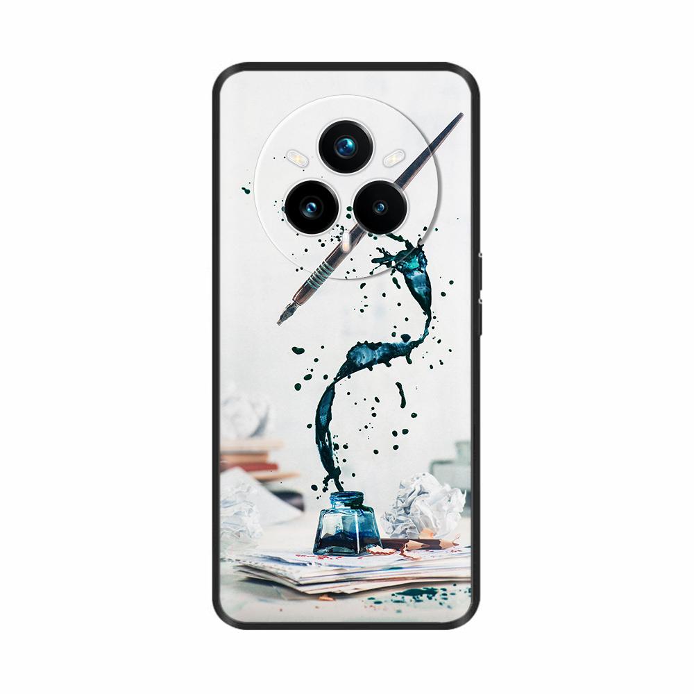Für Realme 14 Pro Plus Hülle Niedliche Weiche TPU Silikon Schwarze Hülle für Funda Realme 14 Pro Plus 5G Rückabdeckung Realme14Pro+ Handyhüllen
