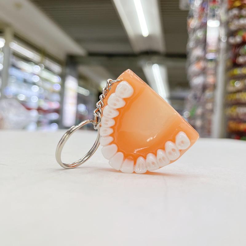 Denture Keychain & Earrings Set: Creative Resin Denture with Charms - Unique Gift Idea