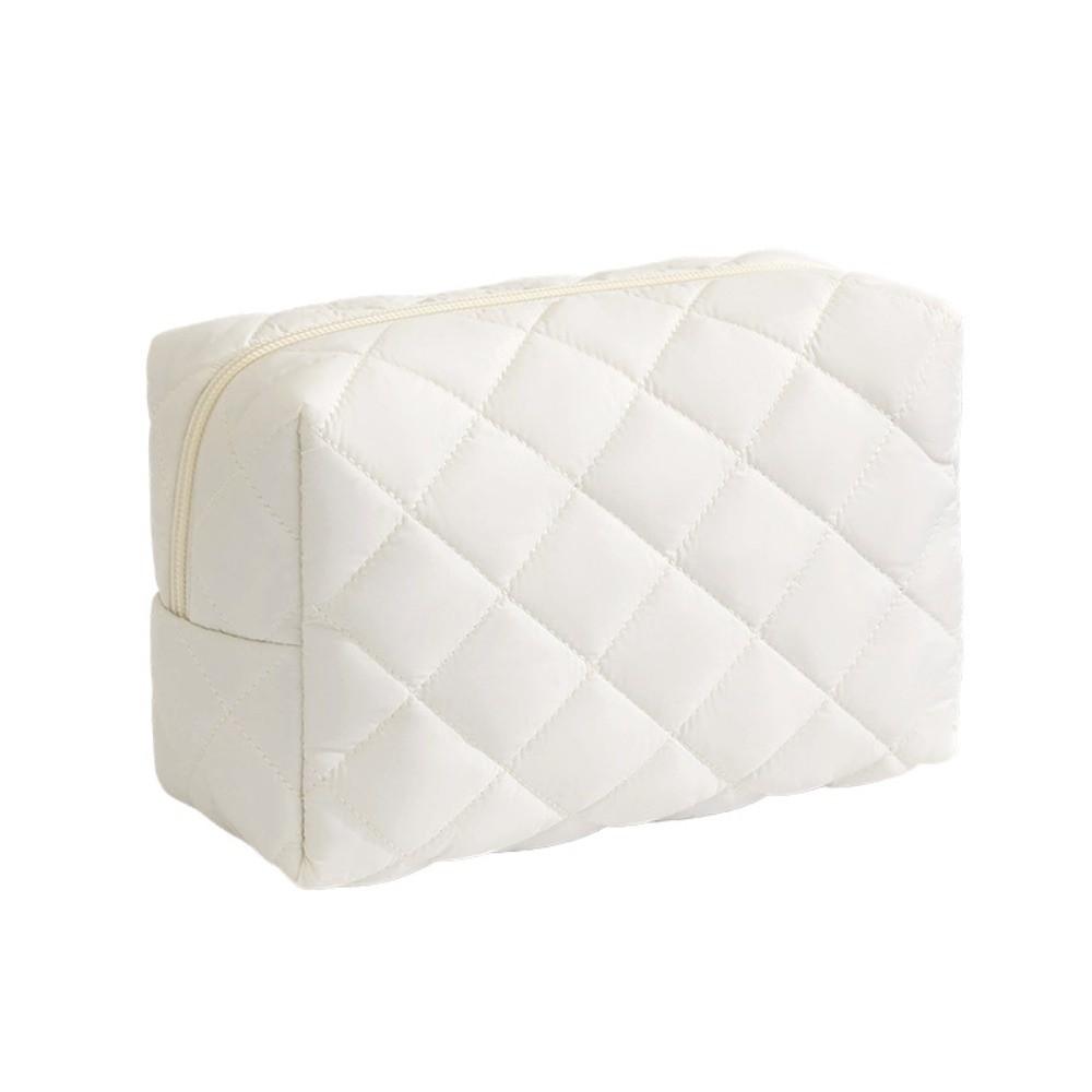 Fashion Quilted Makeup Bag Flower Printed Lightweight Cosmetic Pouch Large Capacity Travel Toiletry Handbag for Women