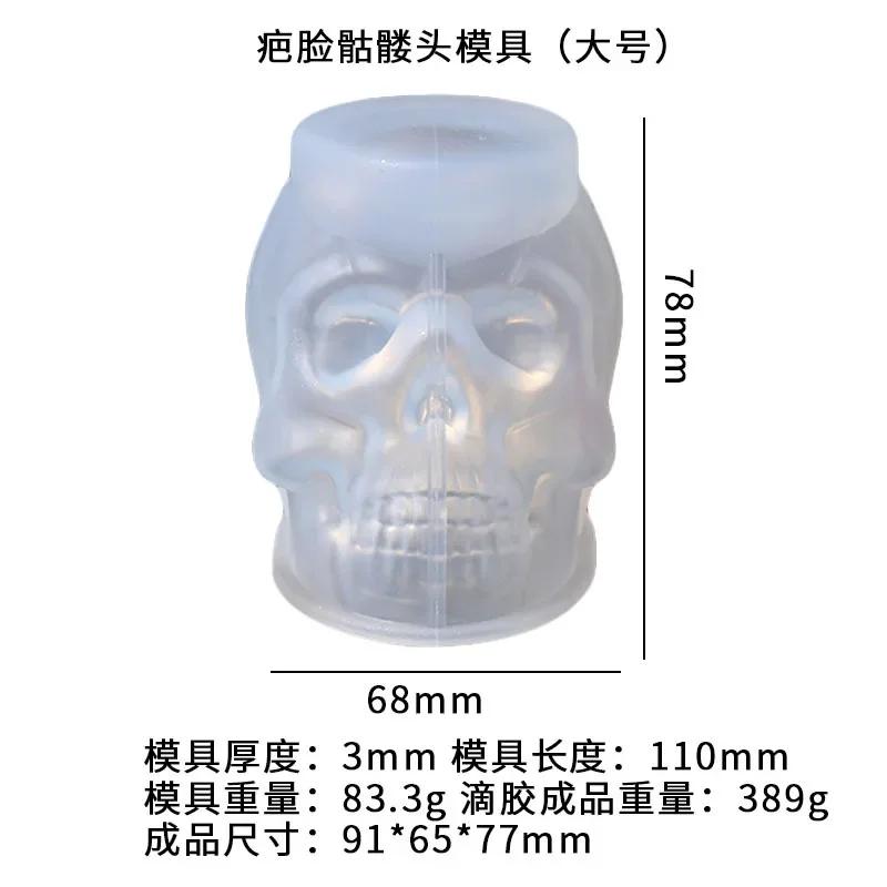 1 Pcs Scarface Skull Glue Mold Skull Silicone Candle Mold Halloween Diy Candle Molds for Candle Making Candle Mold
