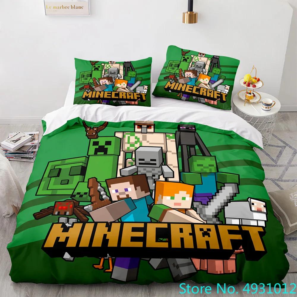 Anime Game My World Monster Hunters Bedding Set Duvet Cover Pillowcases Single Bedclothes Children'S Kids Adult Bedroom Decor