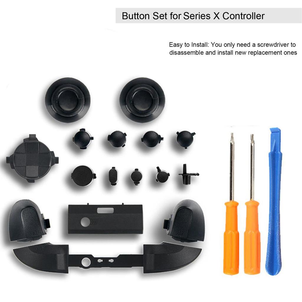 Ersatz-Kunststoff-Knopf-Kit für Xbox Series X Controller Vollständiges Set mit Werkzeugen Schwarz