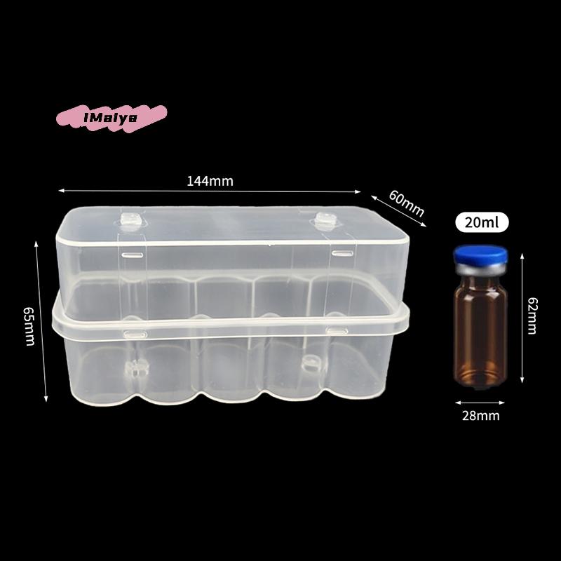 M-20ml 10-Slot Vial Storage Case - Clear Plastic Microtube Storage Box Stackable for Freezer & Refrigerator Organizer