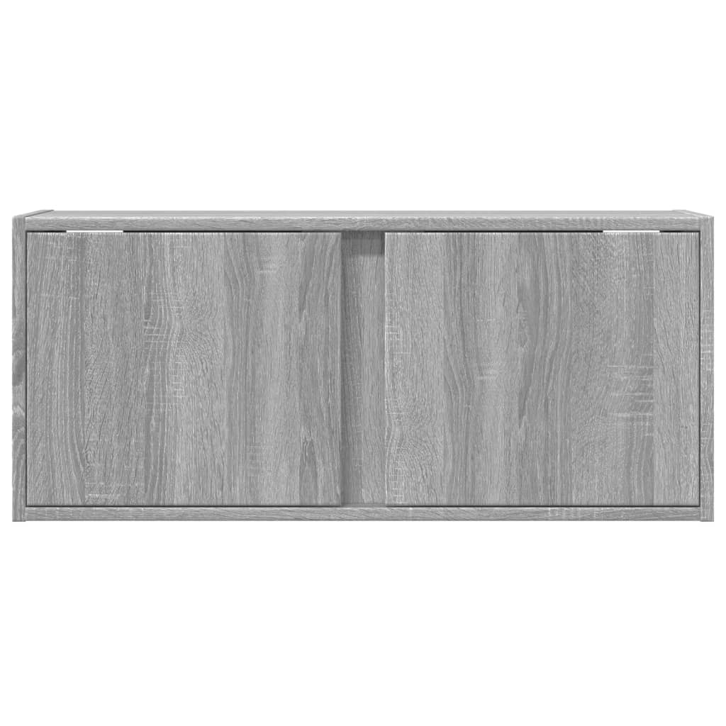Wall Mounted TV Cabinet with LED Lighting Grey Sonoma 80 x 31 x 35 cm
