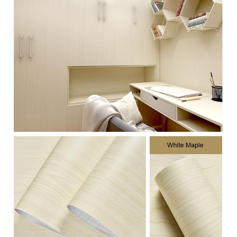YUNPOINT Wood Grain Self-Adhesive PVC Wallpaper Tabletop Renovation Stickers Bedroom Wardrobe Cabinet Waterproof Decorative Film
