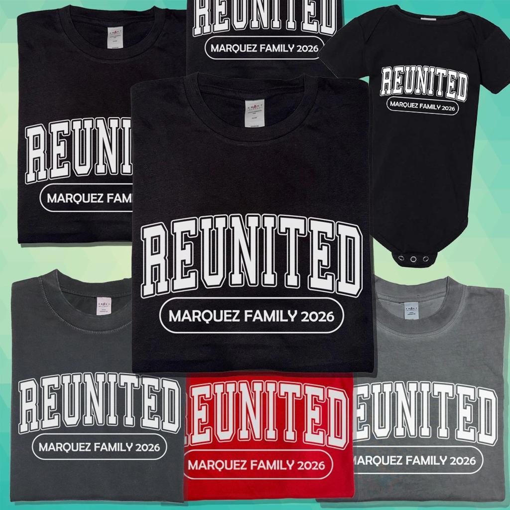 Reunited Custom Family Reunion Tee Last Name T-Shirts for Gathering Party Favor