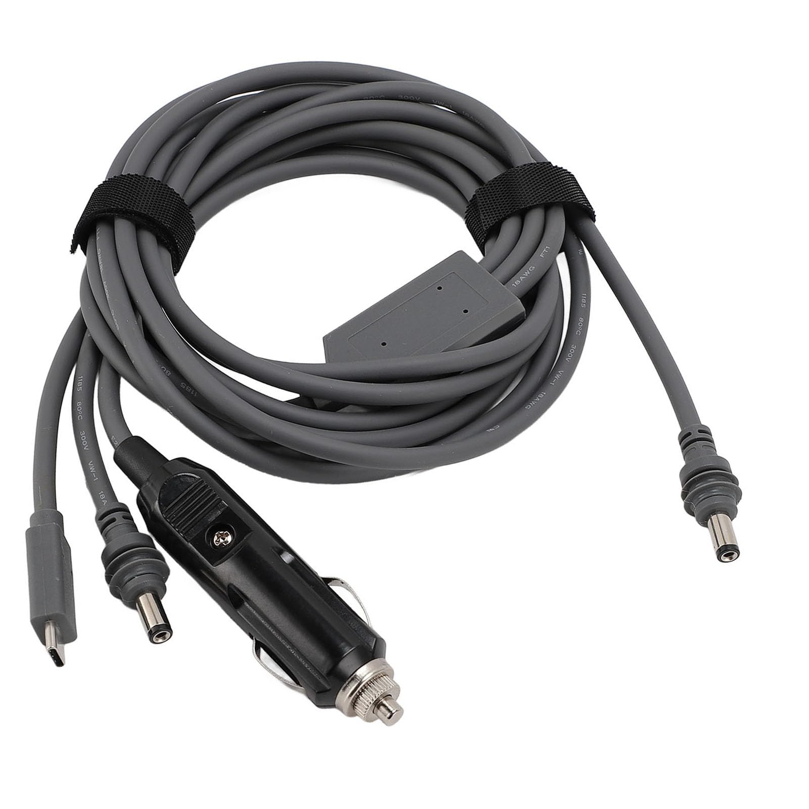 

Mini DC Power DC Male to DC Charger 100W Mini Waterproof Cable, 3-in-1 Male/USB C/Car Adapter, Cable, 18AWG, (3 Meter)