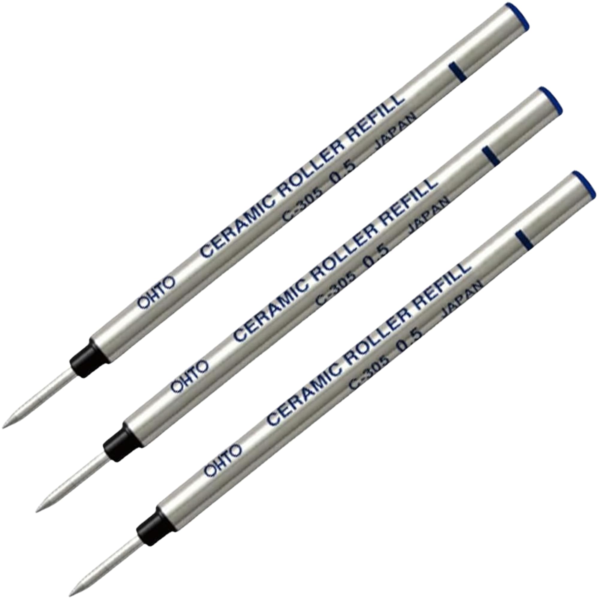 

Set of 3 OHTO Rollerball Pen Refills, Pipe-Wrapped, Blue-Black, 0.5mm, C-305P-BB