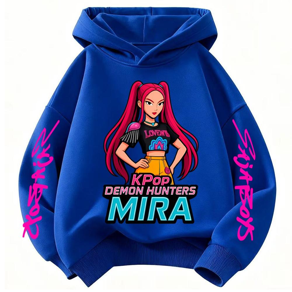 Fall and Winter Kpop Demon Hunter Children's Hooded Sweatshirt Cute Kpop Demon Hunter Tiger Top Harajuku Boys and Girls