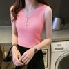 Summer Women's Bottoming Shirt V-neck Sleeveless Ice Silk Camisole Undershirt Sleeveless Knit Tops Vest Loose Elastic