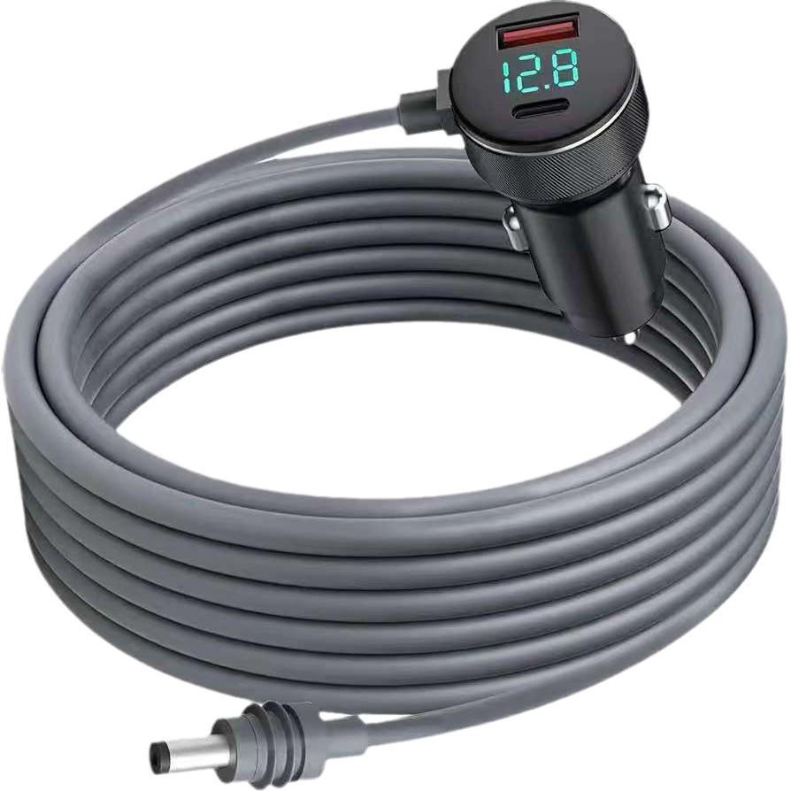 Cross-border Waterproof Car Charger: Three-in-One Cigarette Lighter Power Cord with Digital Display.