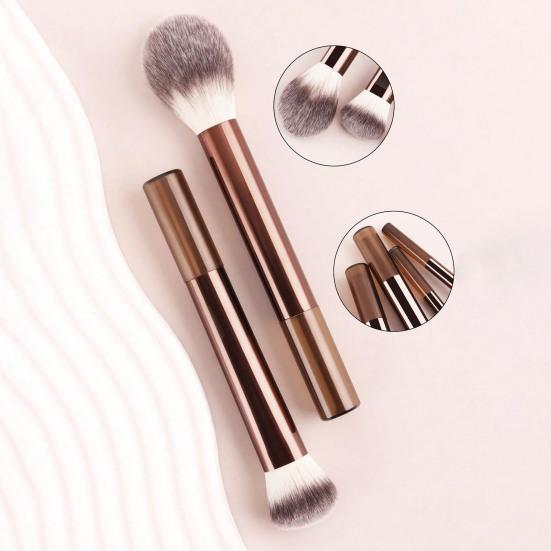 4 Stück/Set Damen Make-up Pinsel Set mit Puderschwamm Loses Puder Rouge Foundation Pinsel Synthetische Borsten Kosmetikpinsel Make-up Schwamm Set