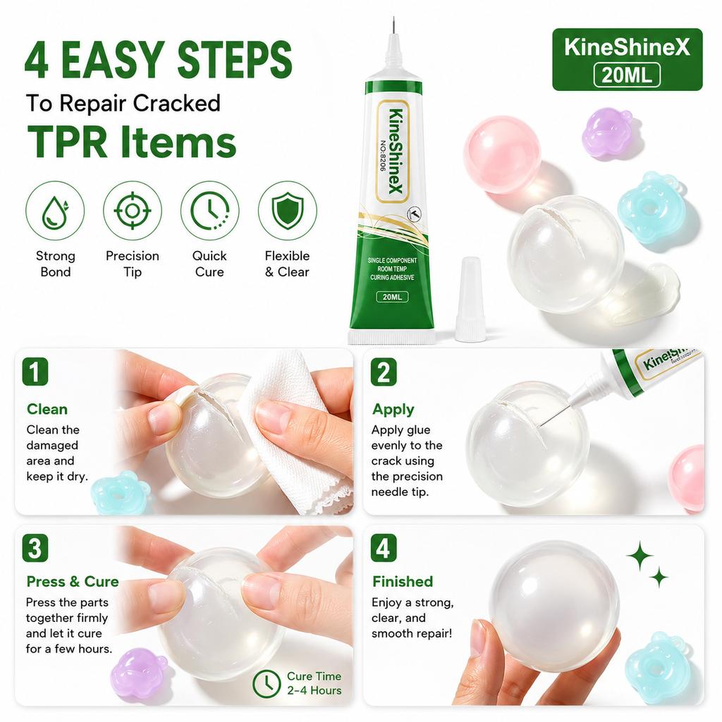 20ML TPR Repair Glue - Clear Strong Precision Adhesive for Soft Rubber & Toys