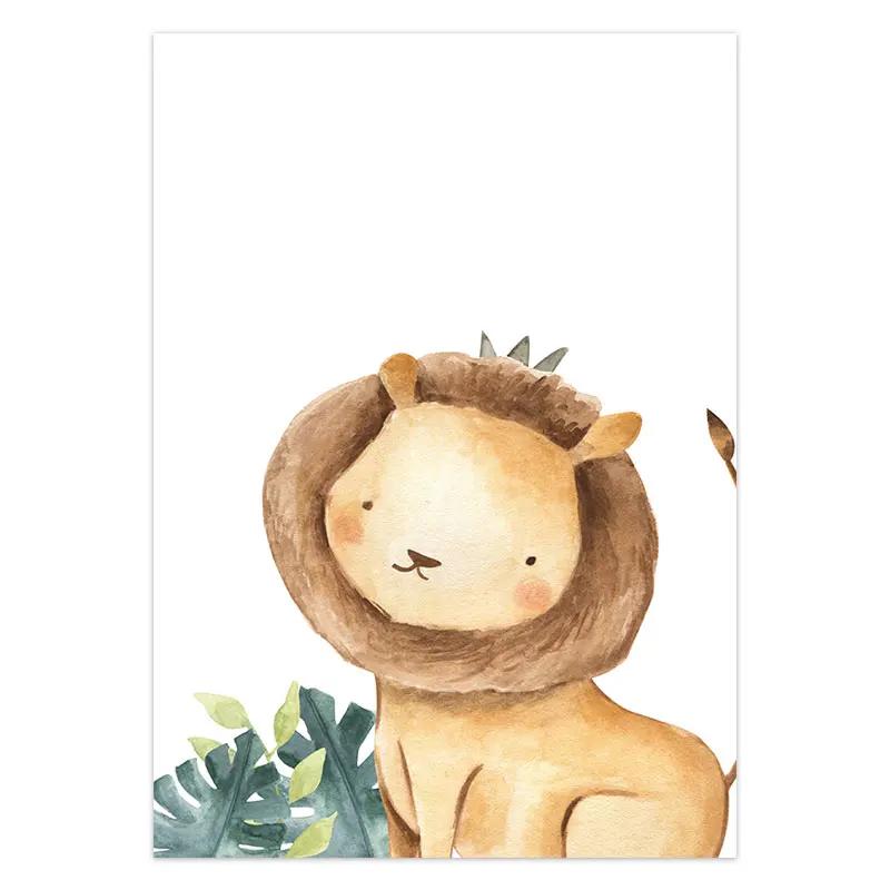 Cute Animal Decorative Painting Zebra Elephant Fox Picture for Children's Room Wall Art Decoration Poster for Kid Nursery Art