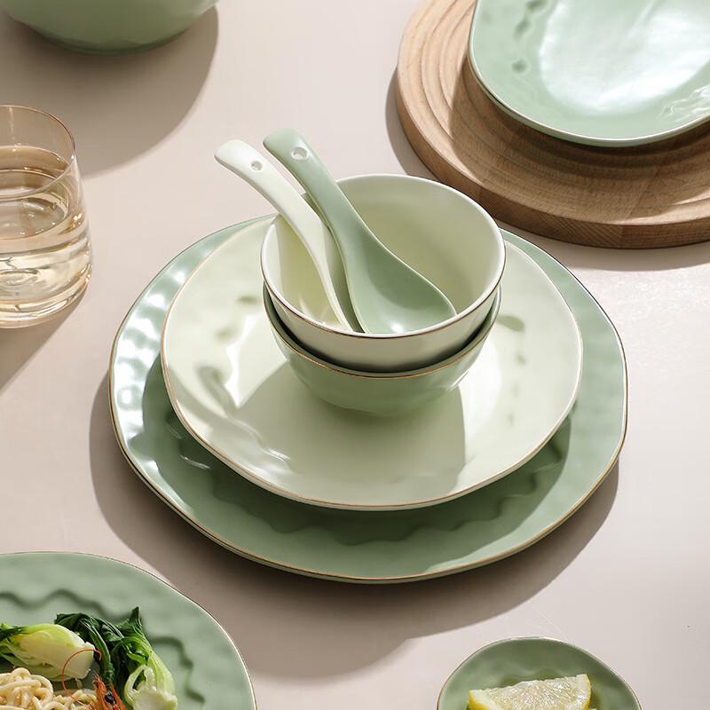Zhishi Nordic Gold Rim 7-inch Ceramic Soup Bowl