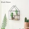 Suport de depozitare din fier metalic Suporturi de depozitare cu forme multiple Negru/auriu Raft de perete nordic DIY Decor