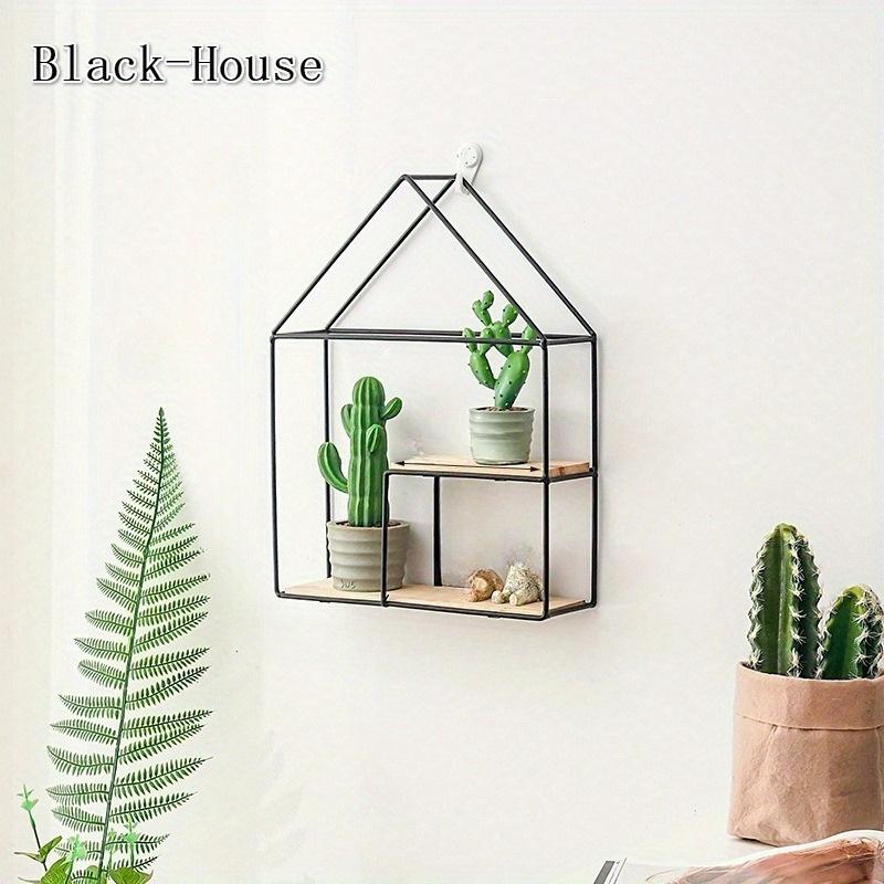 Suport de depozitare din fier metalic Suporturi de depozitare cu forme multiple Negru/auriu Raft de perete nordic DIY Decor