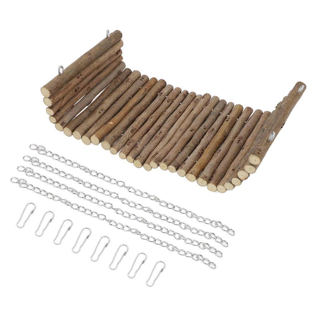 Wooden Guinea Pig Swing Toys Hamster Hanging Hammock Chinchilla Chew Toys for Dwarf Rabbit Small