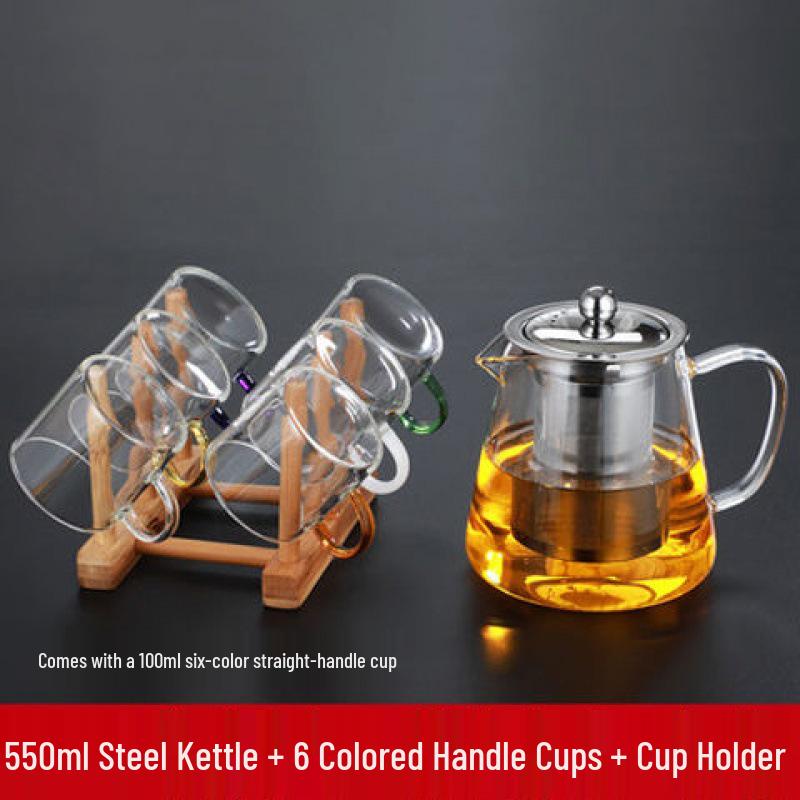 Heat-Resistant Glass Tea Cup with Handle - Household Gongfu Style, Transparent and Thickened for Individual Use