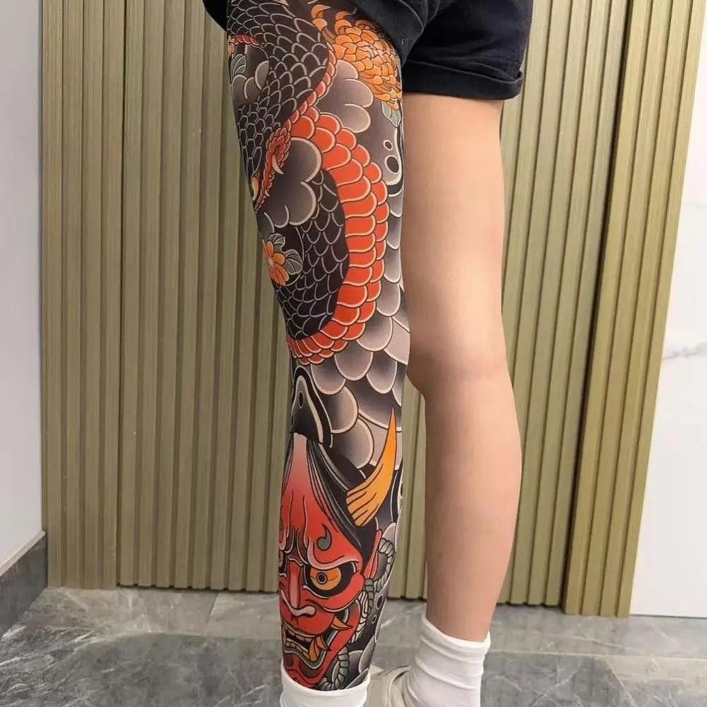 Volle Beine Fake Tattoo Socken Bedruckte Strumpfhosen Sonnenschutz Angeln Elastische Socken Cool Personalisiert Fahren Japanisch Sexy Strümpfe