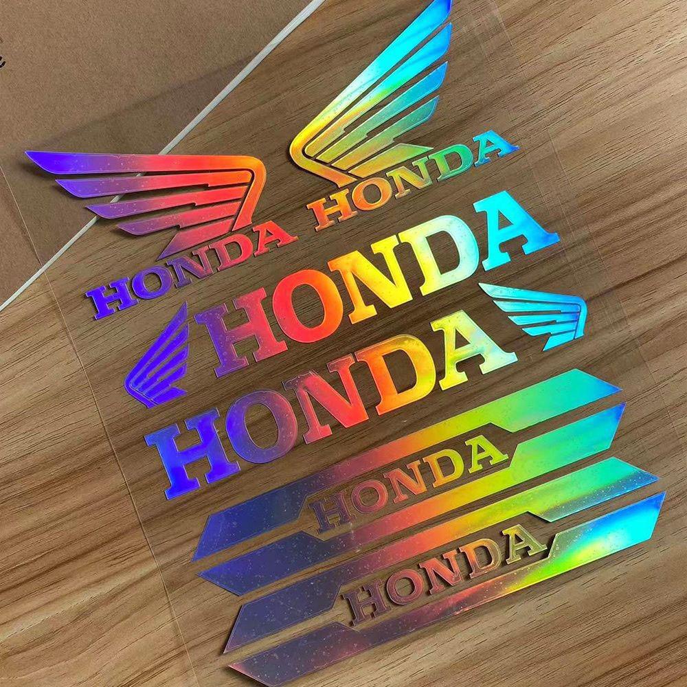 AAAHZ1 For Honda Motorcycle Modification Reflective Stickers Dirt Bike Racing Helmet Decals Fuel Tank Waterproof Car Decoration