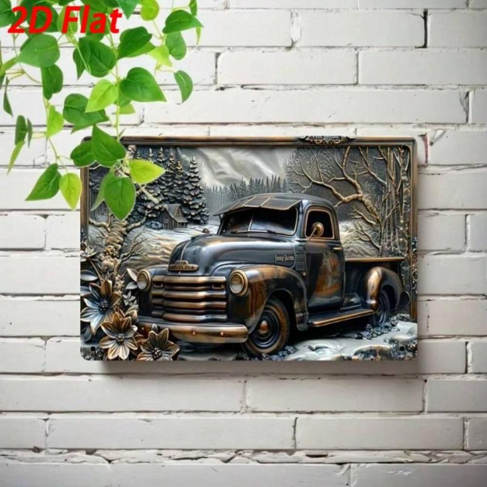 Vintage Pickup Truck Metal Wall Art Retro Home Decor Tin Sign