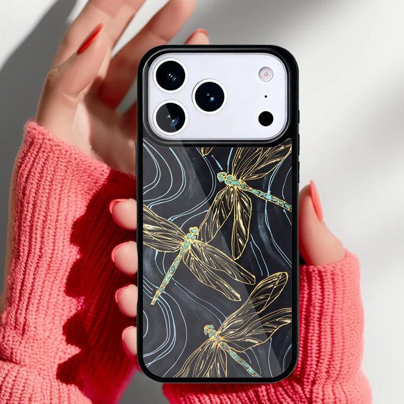 Dragonfly Insect Pattern soft Phone Case for iPhone 17 16 15 14 13 Pro Max Back Cover for 12 11 Pro Coque