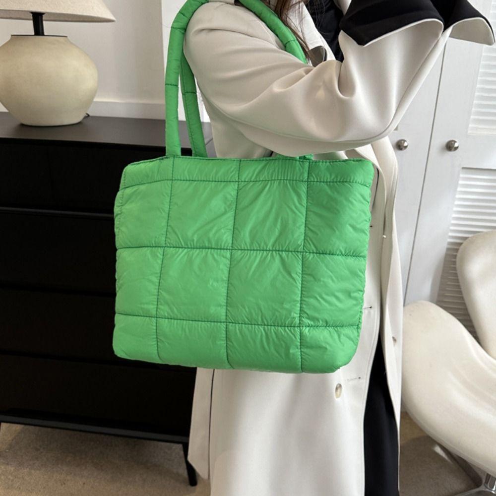 Padded Space Cotton Handbag Solid Color Puffy Shoulder Bag Simple Cloud Tote Bag  Girls