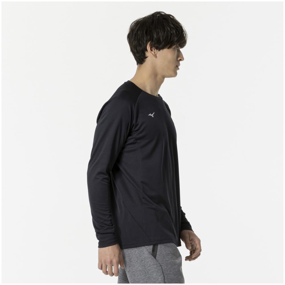 Mizuno Breath Thermo Training Long Sleeve and 32MAB543 Wear, T-Shirt, Moisture-Wicking Heat-Generating, Men's, Black,