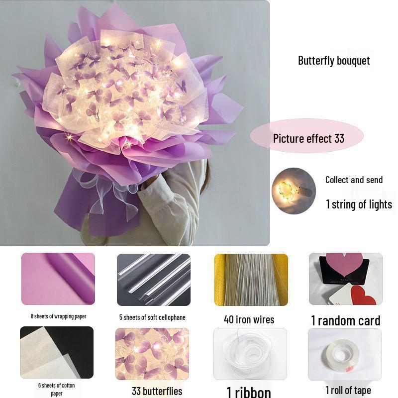 Valentine's Day DIY Simulation Butterfly Bouquet Kit - Handmade Gift with High-End Feel