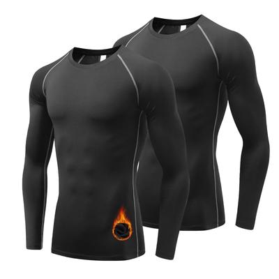 Sillictor Long Sleeve Sports Winter Compression Wear with Fleece Lining and Warm and Size Men's Undershirt, Stretch, Sweat-Wicking, Quick-Drying,