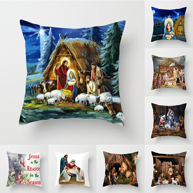 New Nativity Christmas Series Pillow Cover Festive Home Decoration Sofa Pillow Cushion Cover